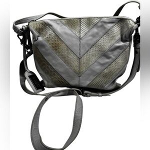 Badgley Mischka gray leather snakeskin chevron handbag or crossbody